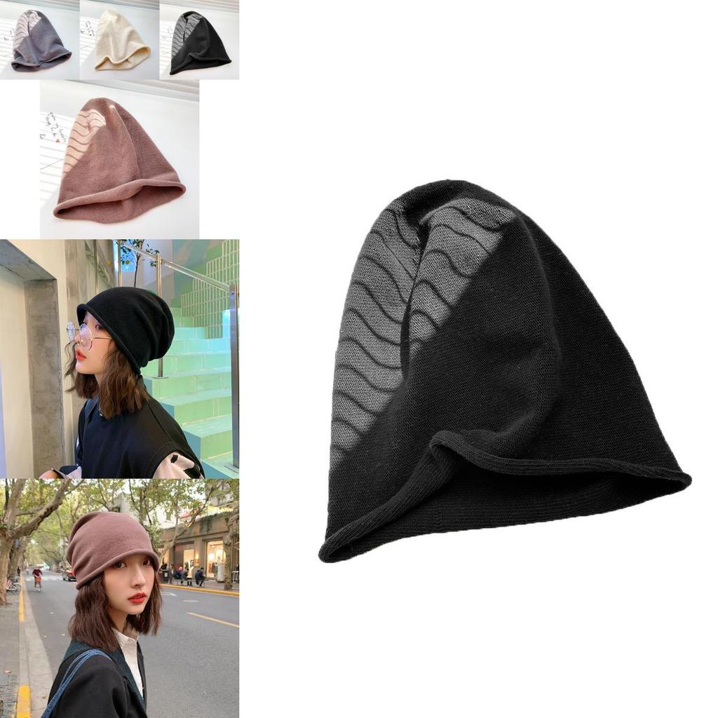 Soft Knit Cotton-polyester Beanie For Women Warm Winter Hat In Stylish Black