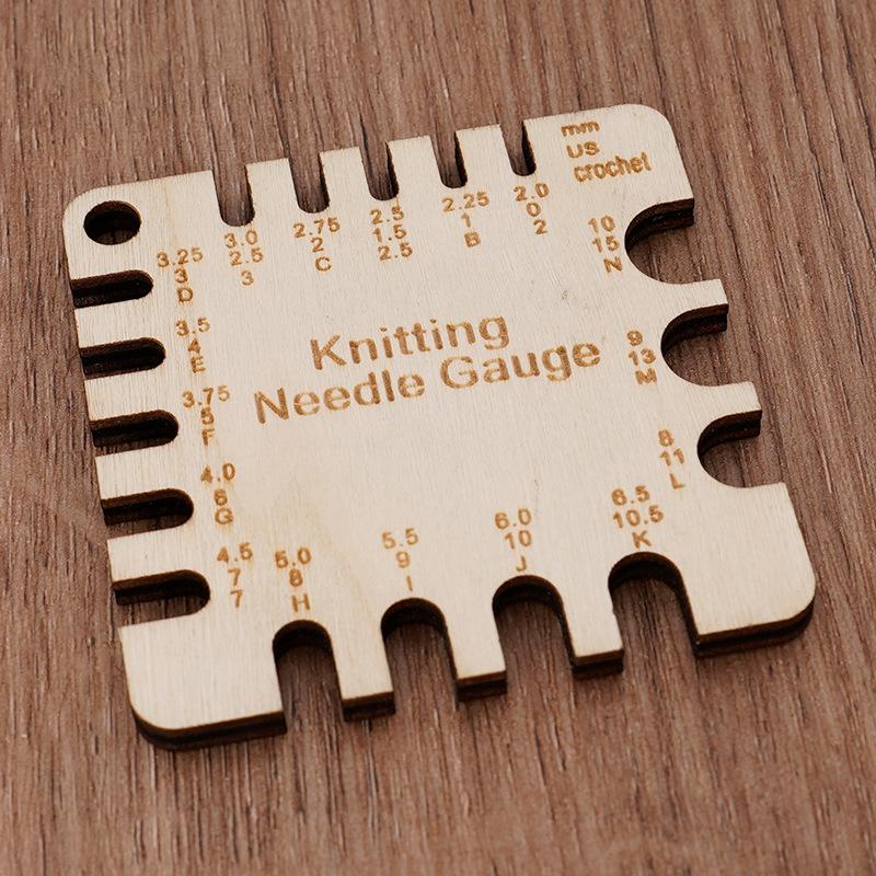 Pengukur Jarum Rajut Kayu Pengukur Jarum Jahit Persegi Alat Rajut dan Jahit