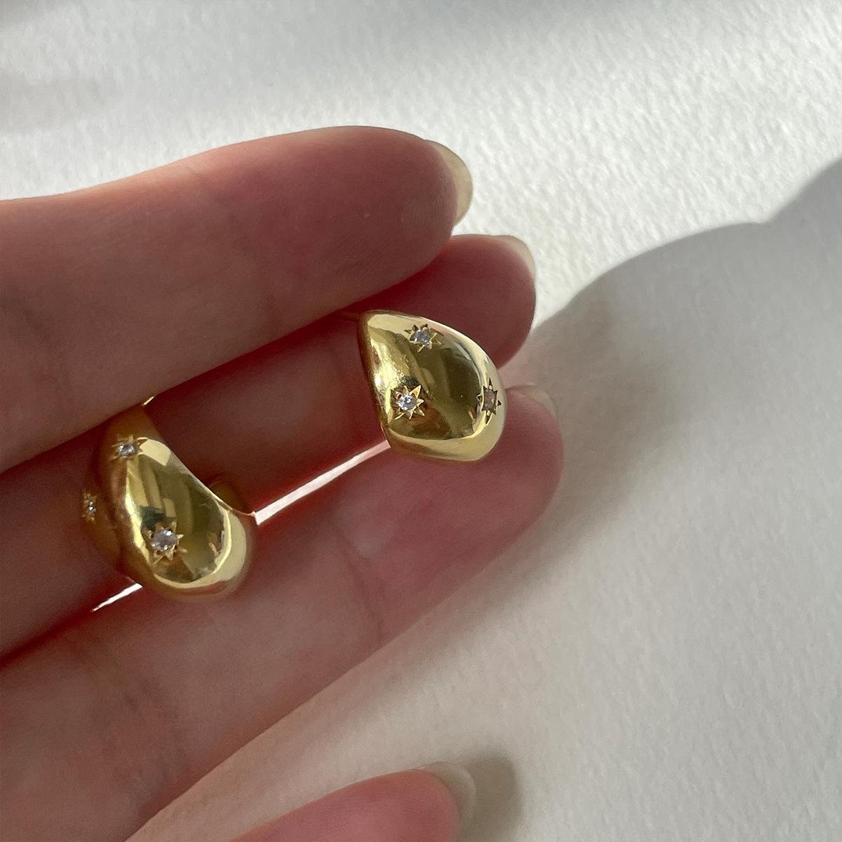 

Французские ретро-серьги-капли женские изысканные нишевые серьги-гвоздики с октаграммой из циркония высококачественные серебряные серьги-иглы новые продукты 925 silver needle