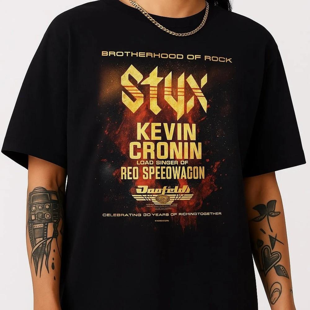 STYX x Kevin Cronin REO Speedwagon Brotherhood of Rock Tour 2025 T- Shirt Unisex T-Shirt S