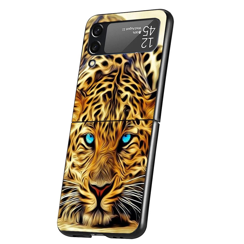 Ferocious Tiger Animal Case Phone Cover for Samsung Galaxy Z Flip 6 5 4 3 5G ZFlip6 ZFlip5 ZFlip4 ZFlip3 Black Hard Trend Fundas