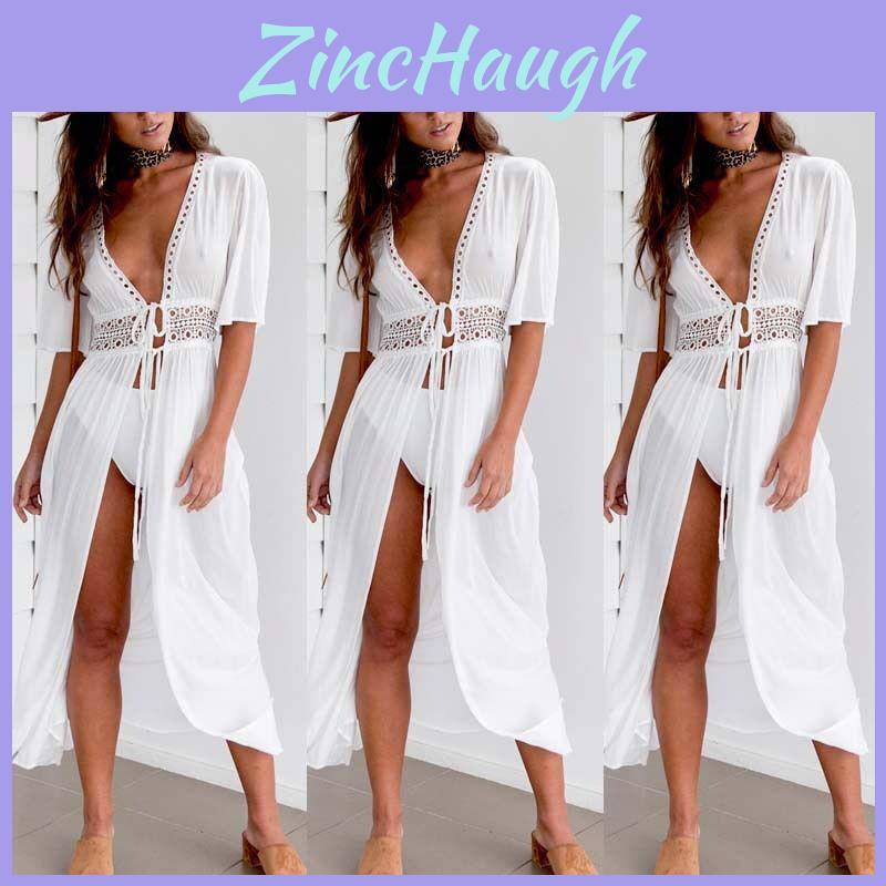 Schickes Damen Spitzen-Häkel-Strandkaftan-Kleid für mühelosen Sommerstil