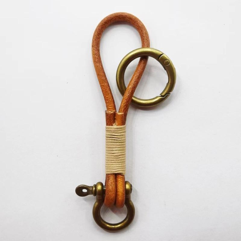 Braided PU Leather Spring Keychain Classical Vintage Design Soft Rope Pendant Charm Creative Gift for Men and Women