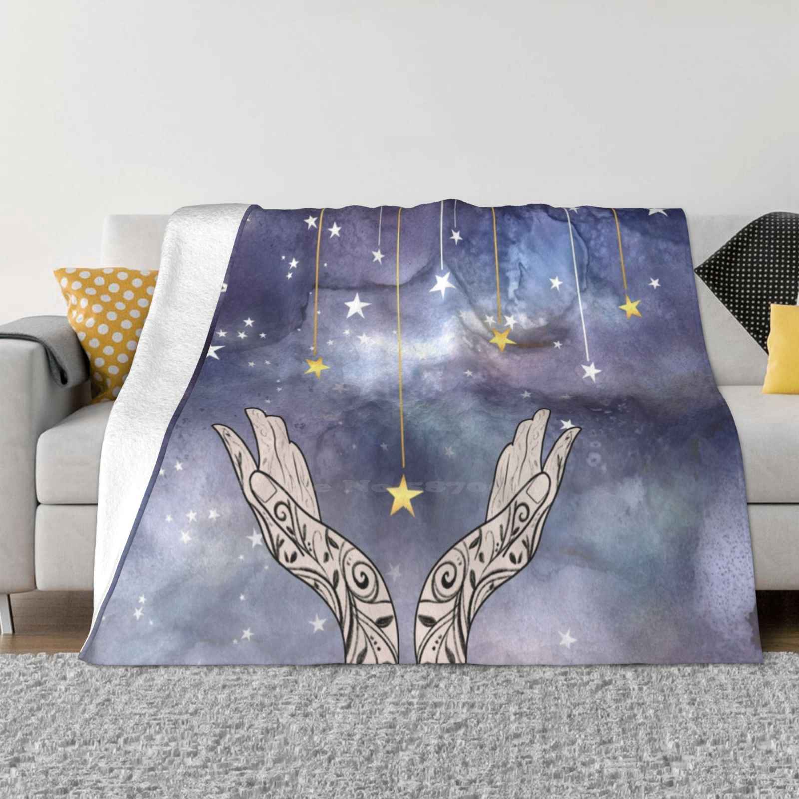 Falling Stars-Acotar All Sizes Soft Cover Blanket Home Decor Bedding Starfall Falling Stars Galaxy Celestial Tattoo Watercolour 30x40in