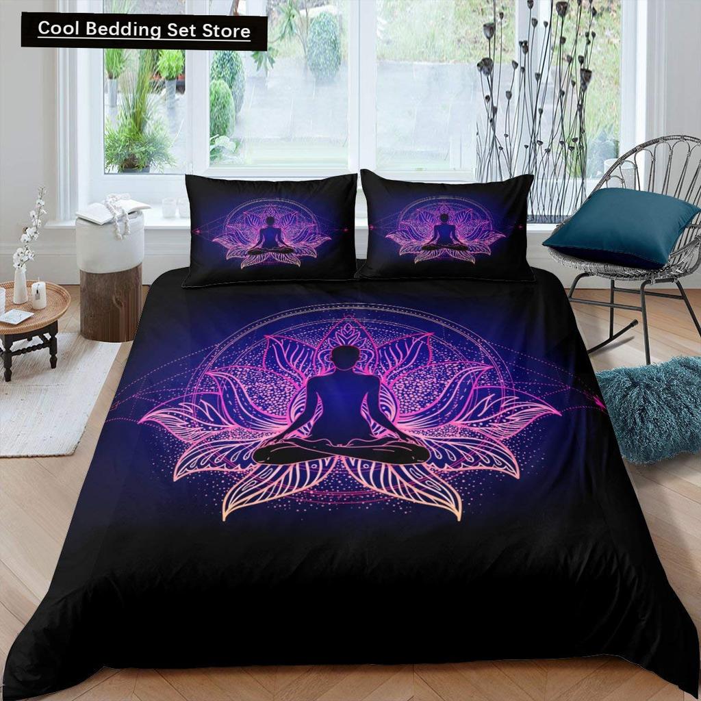 Bohemian King Queen Duvet Cover Yoga Comforter Cover Chakra Meditation Hamsa Eye Bedding Set Exotic Boho Polyester Quilt Cover