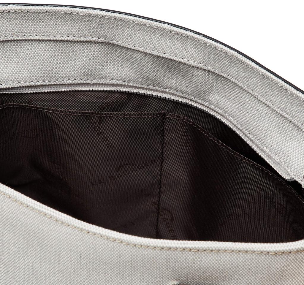 Leather x Cotton Canvas Different Materials Combination 2way Tote Greige [Rabaga Jerry] B01-05-01