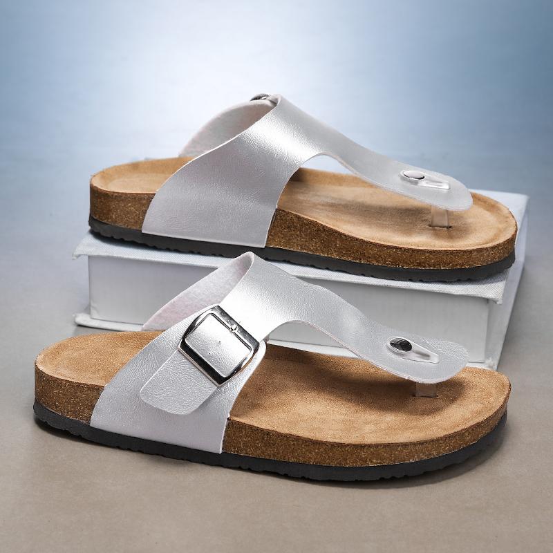 

Модные повседневные мужские сандалии-полушлепки, новинка, пробковая стелька, шлепанцы, нескользящие пляжные шлепанцы, летние сандалии, отпускные мужские шлепанцы 45 серебряный