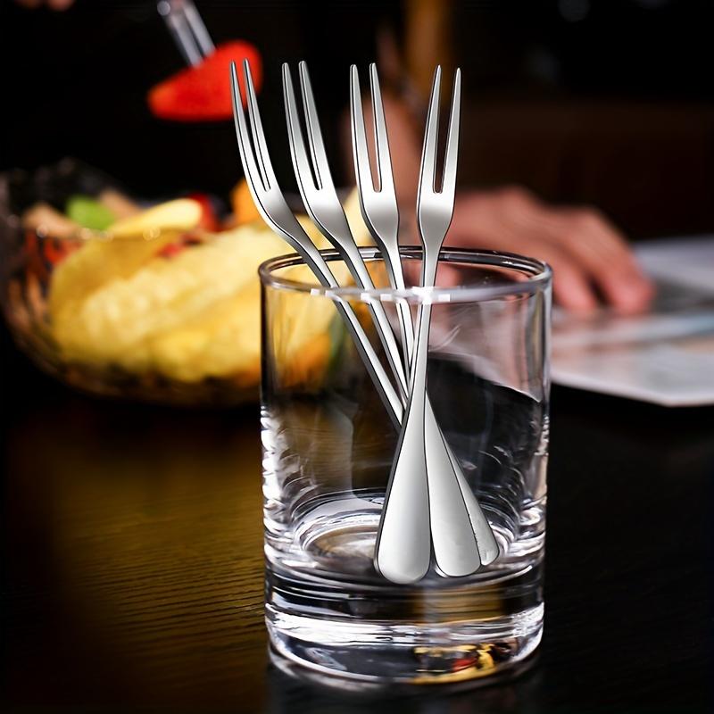 6pcs Set Stainless Steel Fruit Fork  Dessert Fork, Cake Two Tooth Fork, Creative Swan Base Tableware Storage Rack