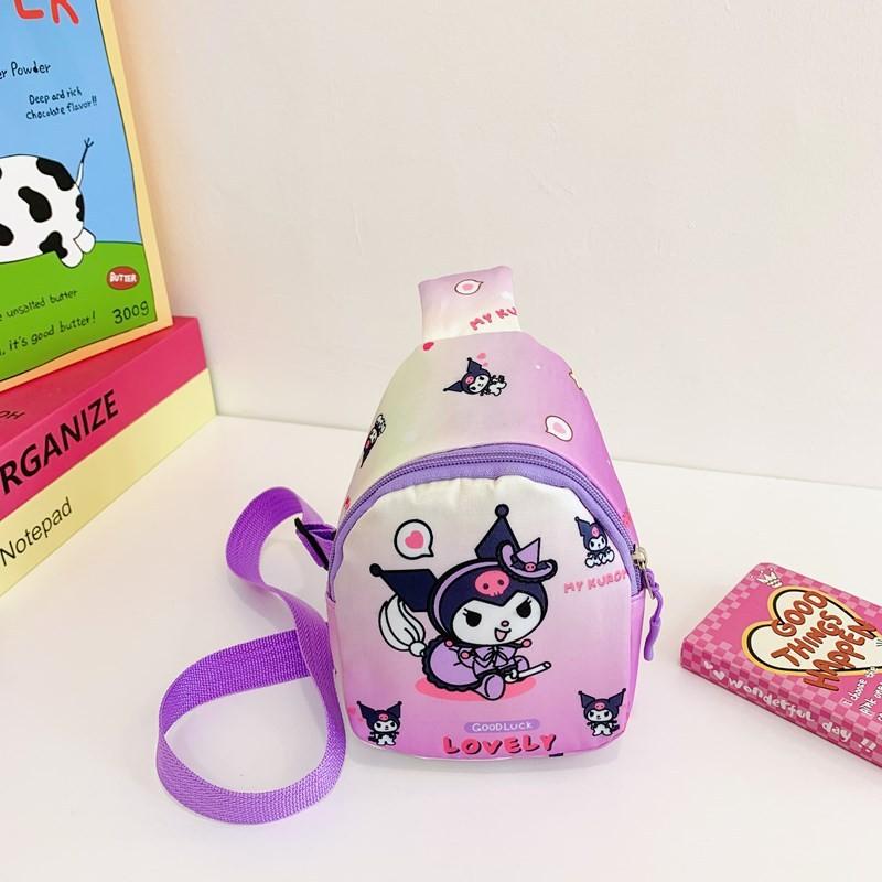 Hello Kitty Kids Cartoon Canvas Crossbody Bag With Light Weight For Preschool Kids Kuromi