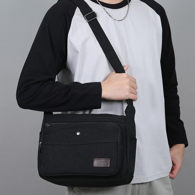 Men's Canvas Crossbody Bag - Durable Casual Shoulder Bag for Daily/Commute (4 Color Options)