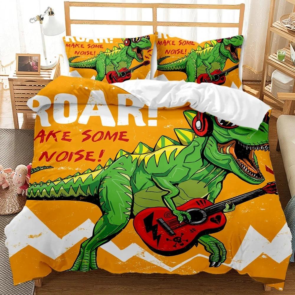 Dinosaur Sports Basketball Comfortable Duvet Quilt Cover Pillowcase Bedding Set Children Bedroom Decoration Home Textile