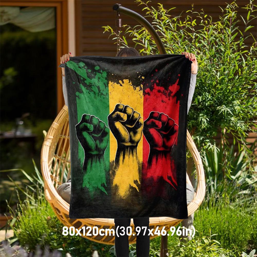 

1pc Rasta, Fist Outdoor Flannel Blanket Soft Warm All-Season Throw for Sofa Bed Car Camping Office, Cozy Gift Idea1321S 80x120cm(31x47inch)
