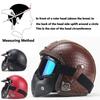 PU Leather Helmet 3/4 Motorcycle Chopper Bicycle Helmet Exposed Vintage Motorcycle Helmet & Goggles Mask Half Face Helmet