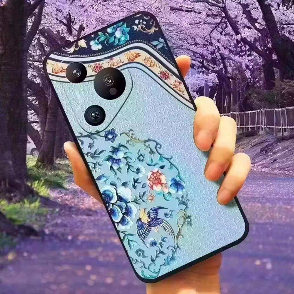 For Vivo Y33 / Y35 / Y36 Case 3D Flower Relief Silicone Emboss Back Covers for Vivo Y36 4G Case VivoY36 Printed Soft Cartoon