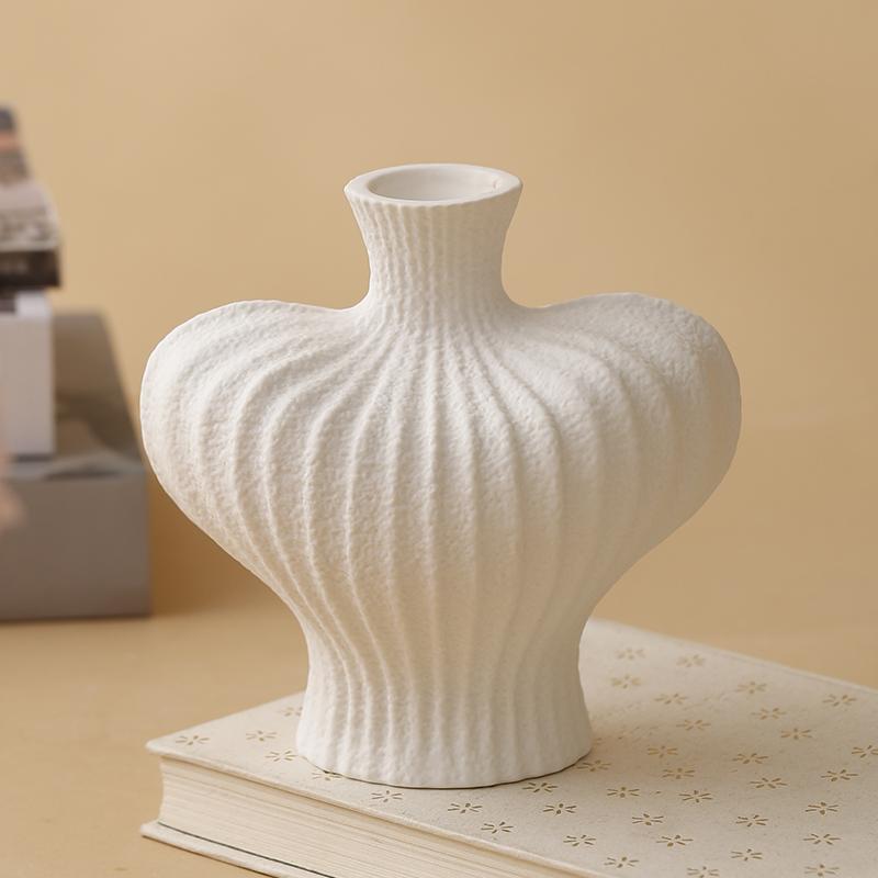 Keramik weiße Vase Wohnzimmer Kunststoff Schicke Vase Wasserkulturgefäße Einsetzen von Trockenblumen Topf Desktop Deko Ornamente