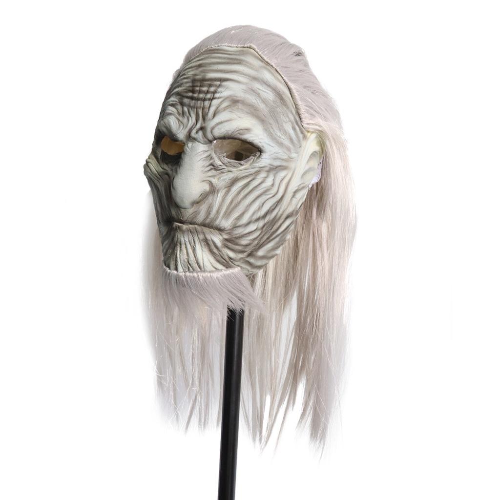 Atemberaubende Game Of Thrones White Walker Nachtkönig Latexmaske mit realistischen langen Haaren