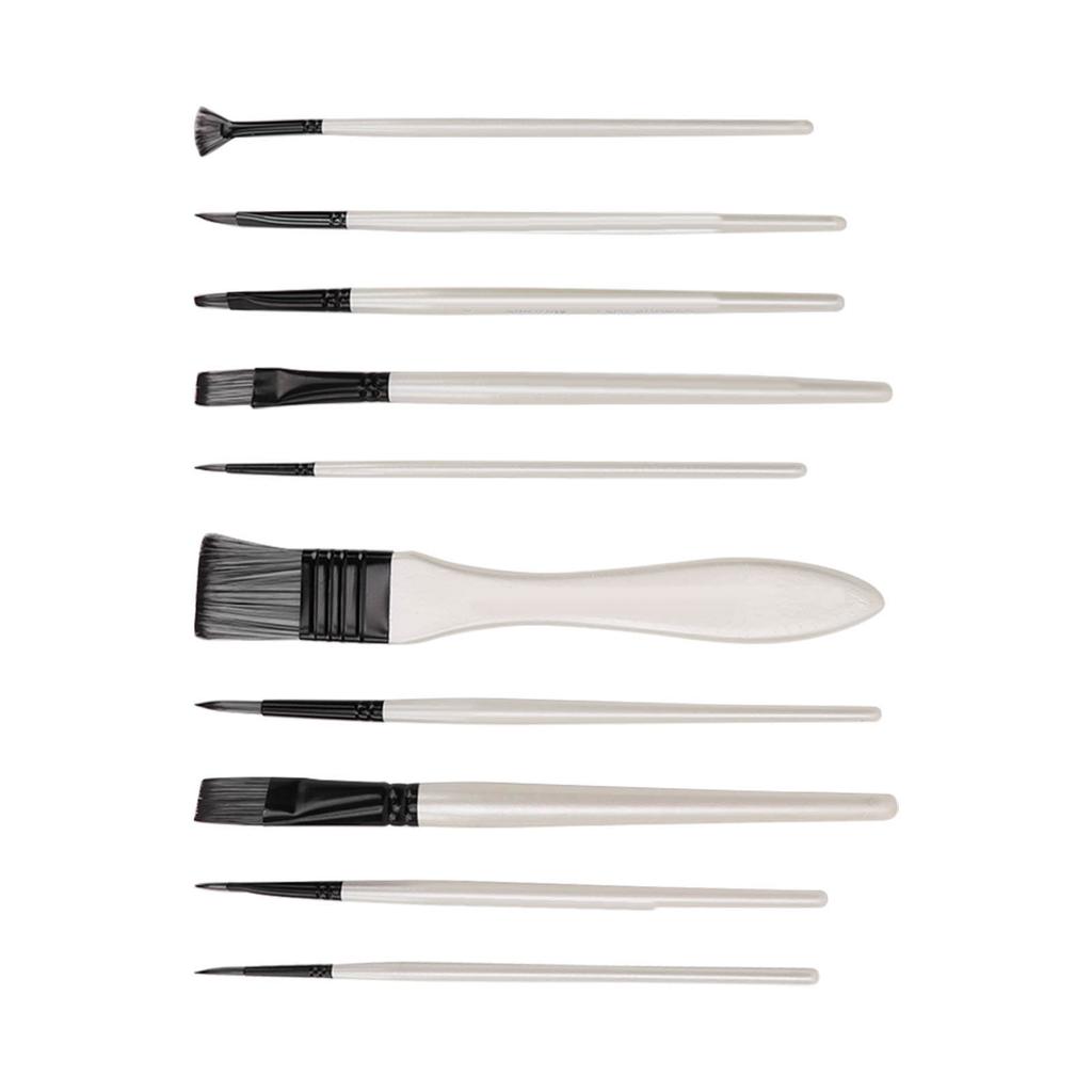 10 STÜCKE Pinselset Mehrere Größen Nylonwolle Solider Holzgriff Aquarellpinsel