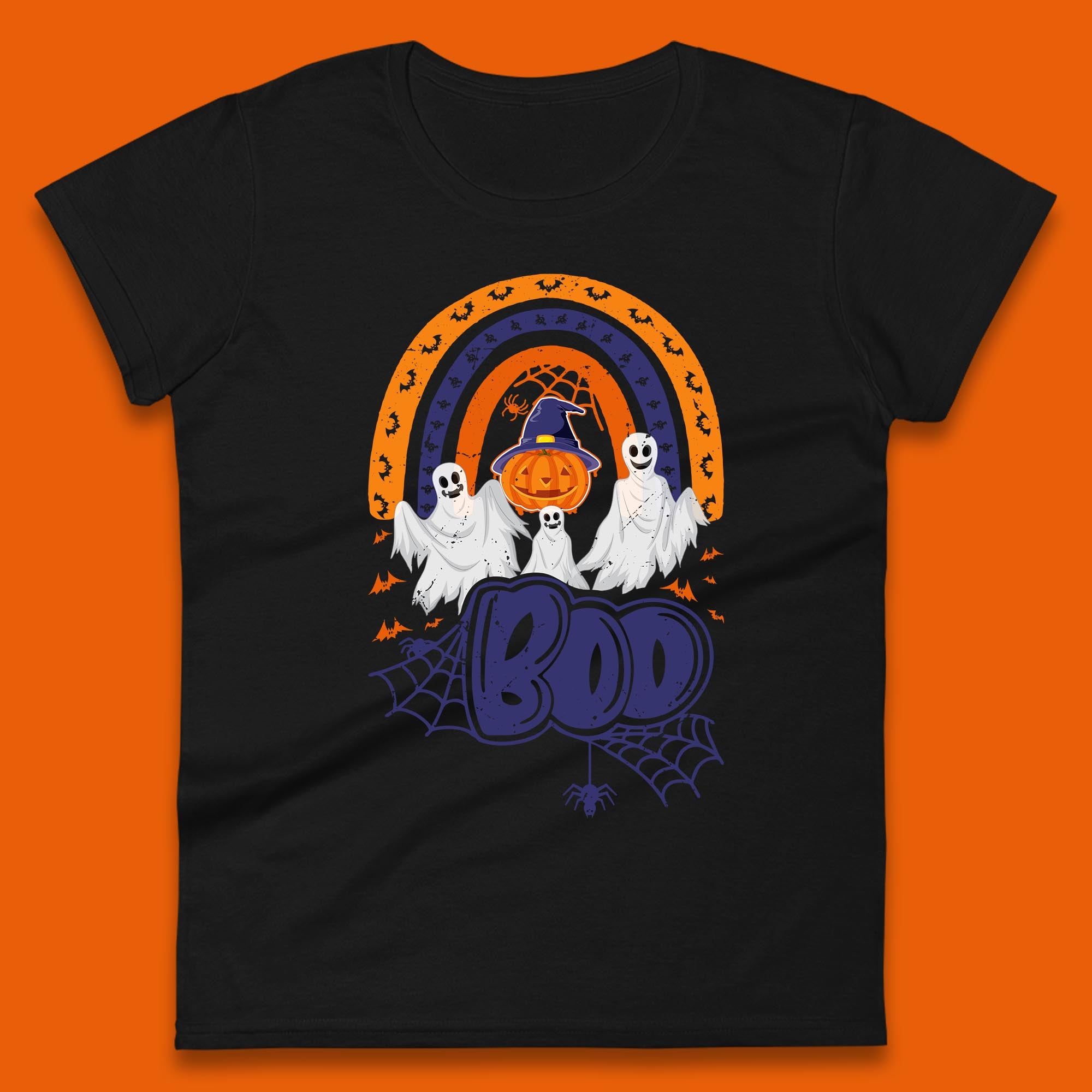 Halloween Boo Ghosts With Witch Pumpkin Scary Spooky Season Womens Tee T Shirt Mens Tops Unisex Top 2XL