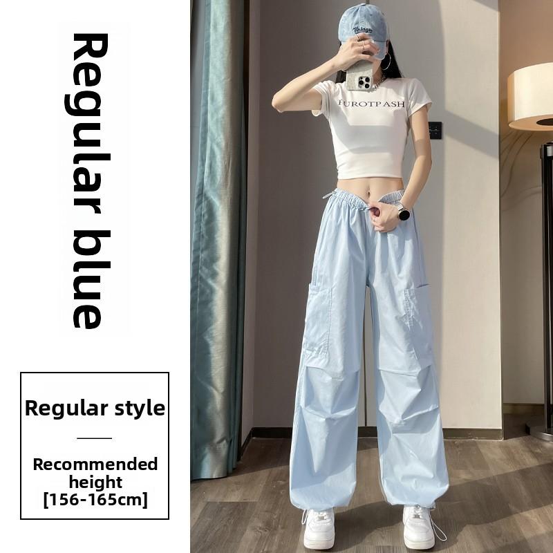2026 Summer New Thin Quick-Dry Cargo Pants High-Waisted Casual Pants Women s Sports Pants XS синий