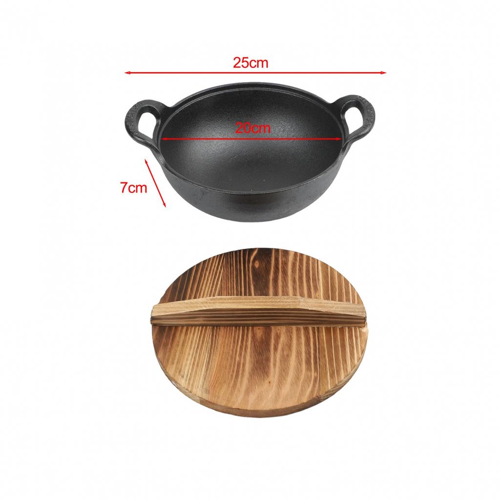 Cast Iron Wok Flat Bottom Frying Pan Non-stick Pot Induction Compatible