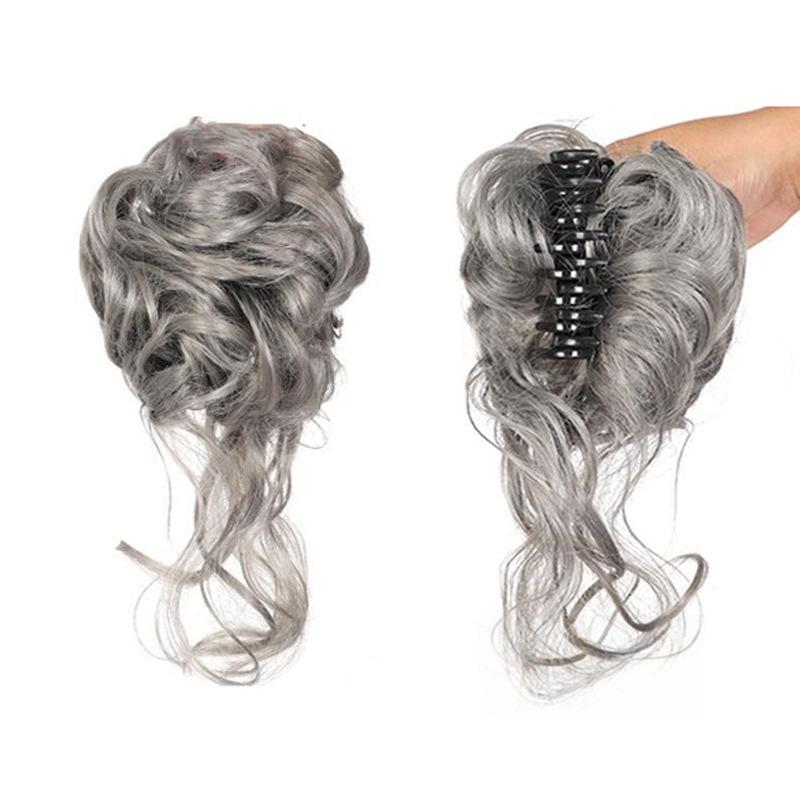 Euro-American Floral Messy Bun Wig - Long, Fluffy Clip-in Hairpiece