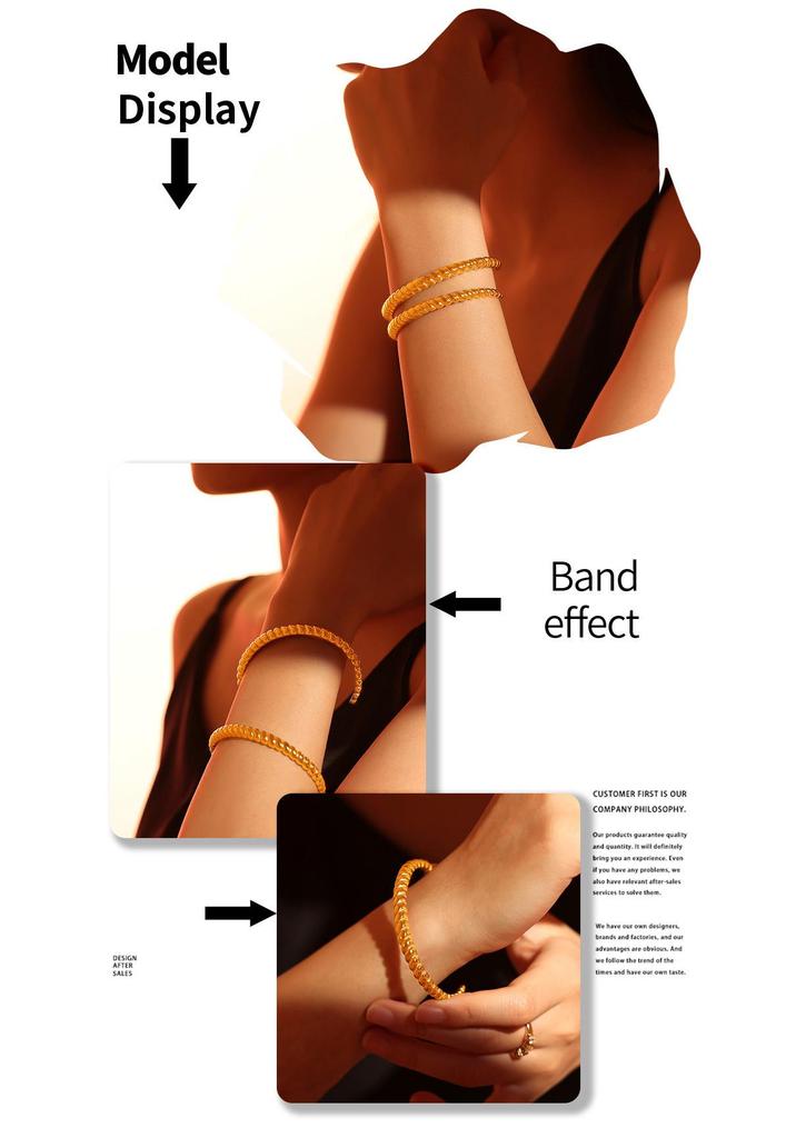 Trendy Adjustable 18K Gold-Plated Titanium Threaded Bracelet