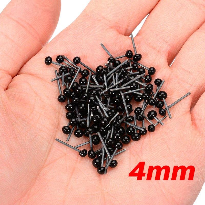 

100 шт. 4/5/6 мм смешанные мини черные стеклянные глаза наборы ассортимент для валяния иглой медведи куклы манекены шитье 100Pcs-6mm