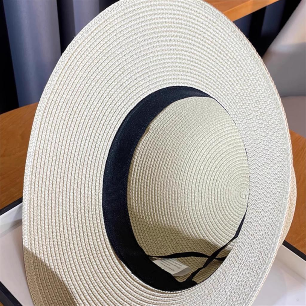 New Summer Ladies Elegant Straw Hat Travel Beach French Lace Pearl Sunshade Sun Hat Sun Hat