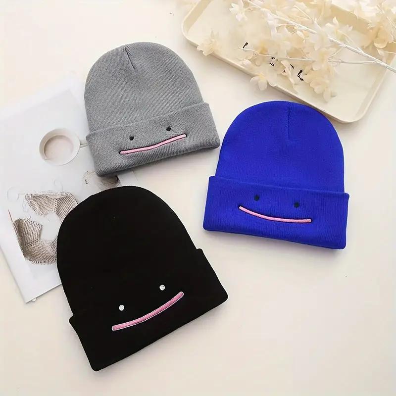 New Knitted Beanies Hat Anime Embroidered Beanie Men Women Autumn Winter Warmer Skull Bonnet Outdoor Windproof Ski Skullies Hats