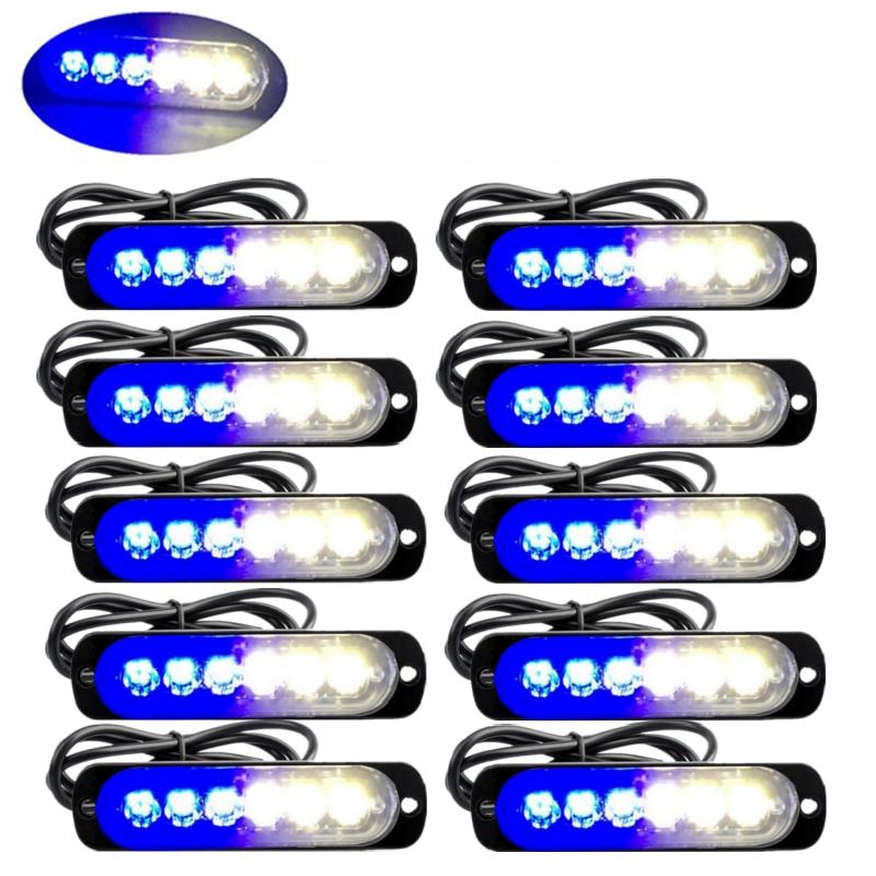 10PCS Strobe Light 12v-24v 6LED Truck Trailer Lights Stroboscopes  LED Car Light  Emergency Warning Hazard Flash Light