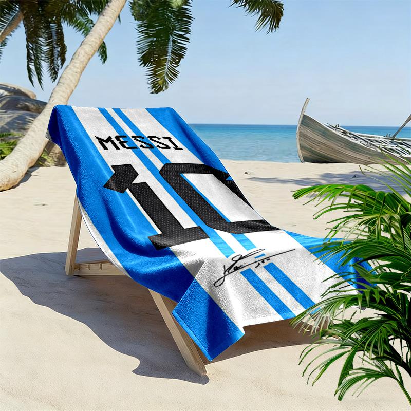Asciugamano da Spiaggia con Stampa di Lionel Messi, Asciugamano Grande Morbido ad Asciugatura Rapida per Spiaggia Campeggio Nuoto