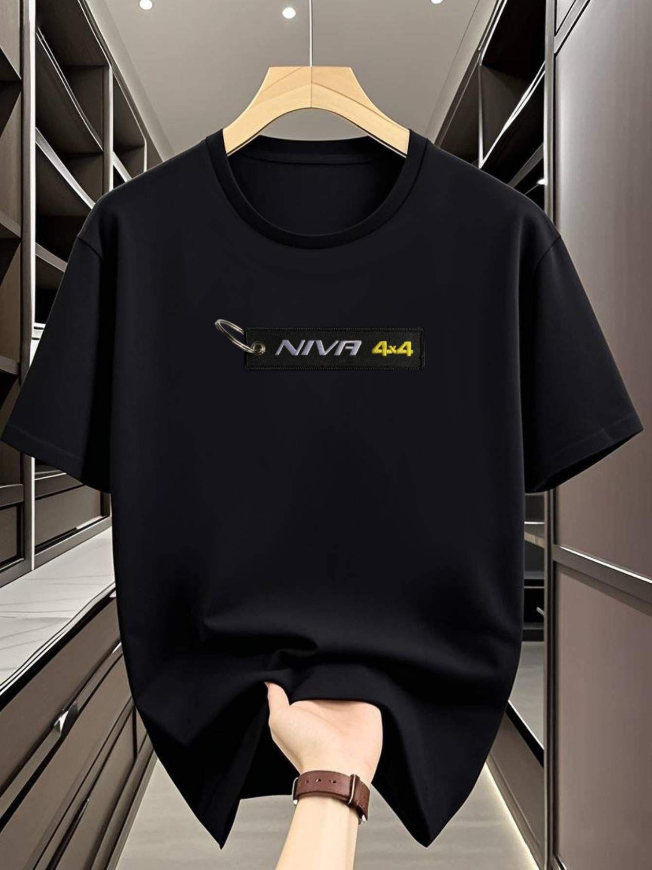 Heavyweight Graphic T-shirt - White Crew Neck Casual Shirt with NVIA Design S