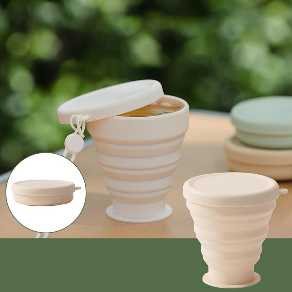 Tazza Telescopica Compatta in Silicone - Tazza da Viaggio Riutilizzabile per Escursioni all'Aperto, 180ml, Coperchio Antipolvere