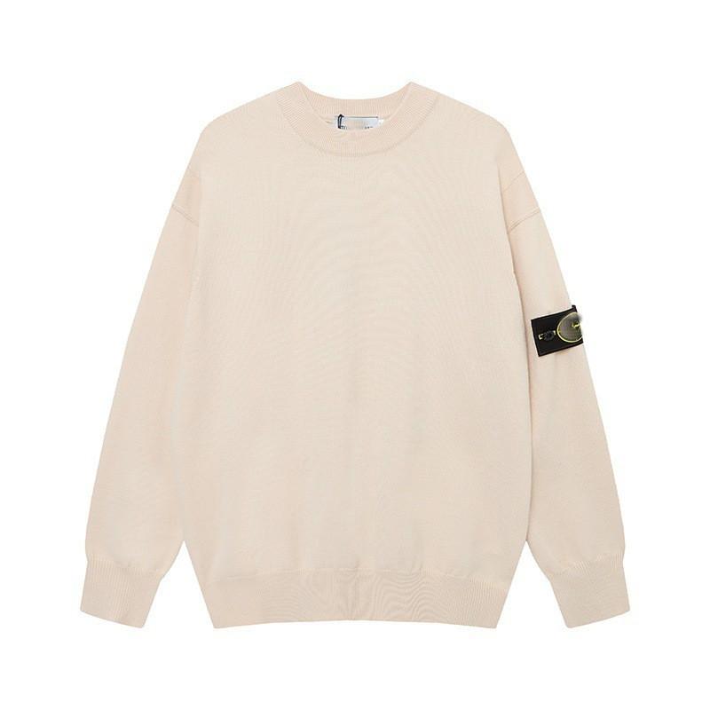 Unisex Classic Crewneck Long Sleeve Sweater With Embroidered Patch Warm Knit Pullover Winter Daily Wear
