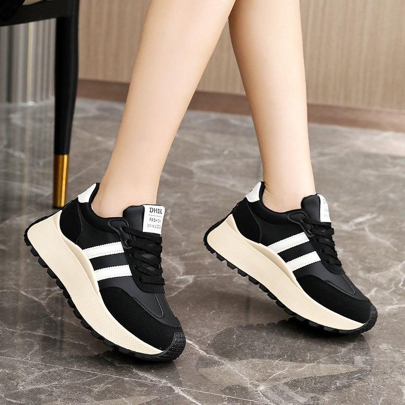 Summer Thick-Soled Women Shoes Height-Increasing Women Sneakers Casual Skate Shoes Lace-Up Sports Running Shoes for Women