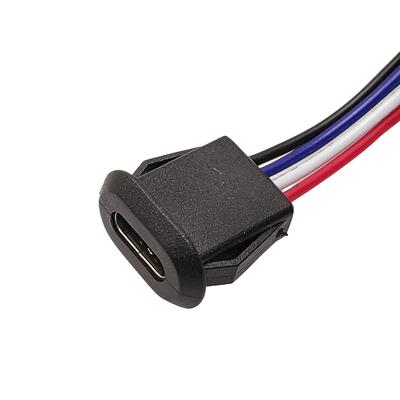 Tête femelle de type C 2P étanche de haute qualité, entièrement injectée en plastique, avec interface de charge pour prise femelle de fil électronique