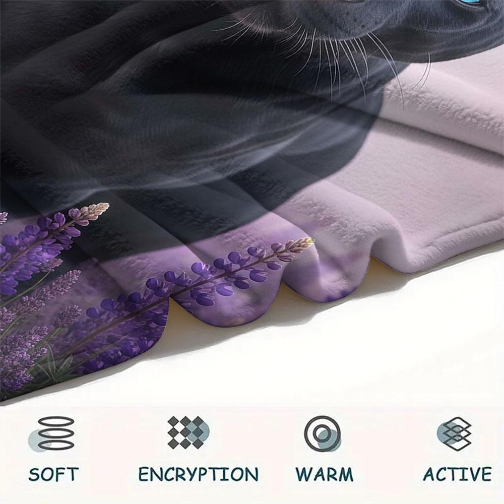 1Pc Lavenderanimals Print Flannel Blanket, High quality Comfortable for All Seasons, Home Decor, Warmth and Comfort, Perfect for Christmas Gifts