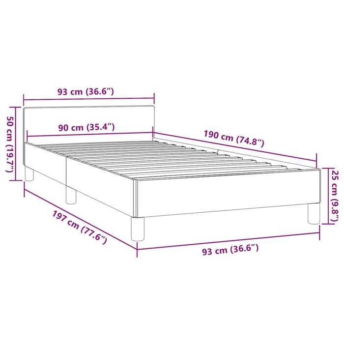 VidaXL Bed Frames with Headboard Slat Base Upholstered Bed Slat Frame Single Bed Adult Bedroom Interior Grey 347475