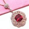 Purple Gold Redstone Pendant, Luxury Colored Gold, Light Luxury Design, Diamond-Plated Rose Gold Necklace.