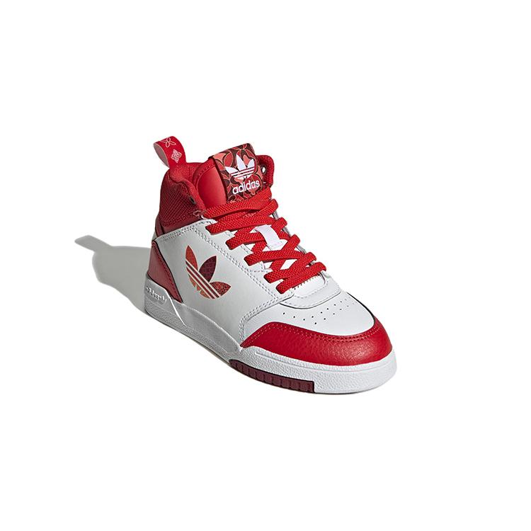 adidas Originals Drop Step Slip Resistant Abrasion Resistant High Top Kids' Skateboarding Shoes White Red Gold GY2028