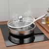 Stainless Steel Pan Even Heating Skillet Frying for Home Kitchen 24CM Single Screen W Lid