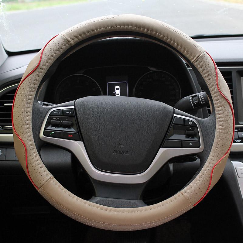 

My Good Car из искусственной кожи, защитный чехол на руль автомобиля, чехлы на руль для Hyundai Elantra 2016-2018, Стайлинг автомобиля khak red line