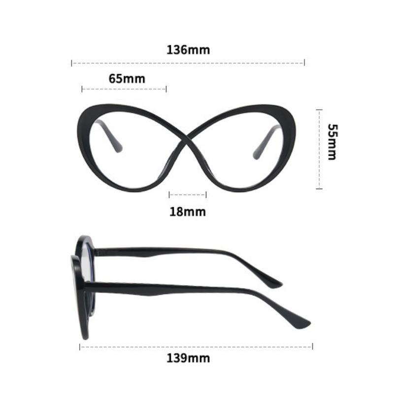 Flat Women's Ultra Light Round Cat Eye Frame Large European and American Street Style Anti Blue Light Lens