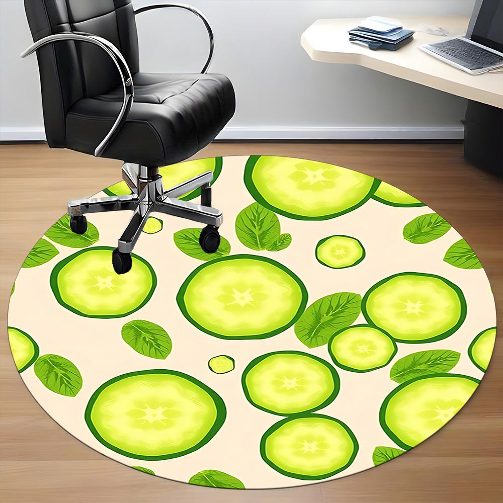 1pc Cucumber Slices Office Round Rug, Non-slip, Soft and Durable Office Rug for Interior Decoration, Perfect for Office, Beautiful Decoration Yy260324