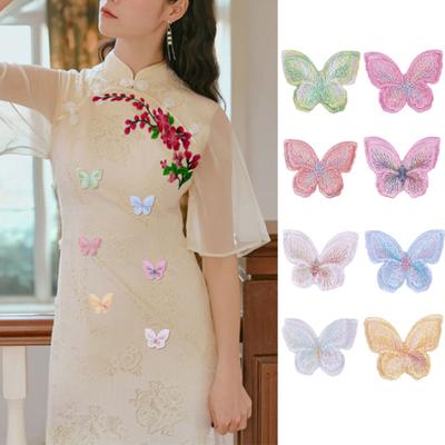 10 ks vyšívací aplikace organza motýl vysoká stálobarevnost trojrozměrná 5,5 cm DIY síťovaná látková záplata domácí potřeby