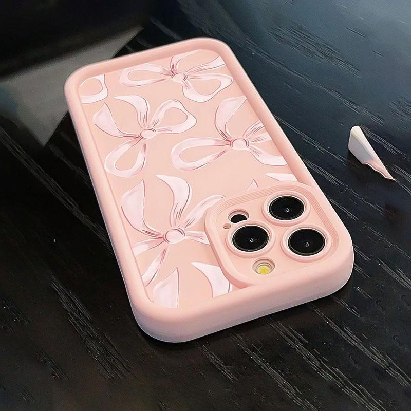 Pretty girl pink bow pattern phone case suitable for iPhone 17 16 15 14 13 12 11 Pro/Max/Plus anti drop and shockproof