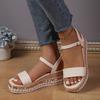 Summer New Muffin Open-toed Sandals One-word Buckle with High Heels Women's Fashion Platform Wedge Heel Women's Shoes