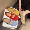 Retro Shallow Mouth Single Shoes Women's 2025 Spring with Skirt Soft Sole Yellow Flat Bottom Mary Jane Beautiful Single Shoes