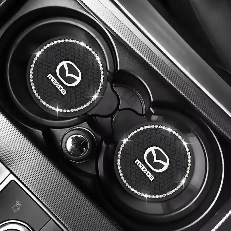 2026 Diamond Car Coaster PVC Anti Slip Cup Mat For Mazda 2 3 5 6 M5 CX3 CX-4 CX-5 CX6 CX8 CX30 M3 M6 MX3 MX5 Car Interior Accessories