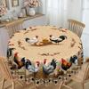 Pastoral Round Table Tablecloth, Egg Hen Print Waterproof And Oil-Proof Leave-In Household Dining Table Cloth, European Retro